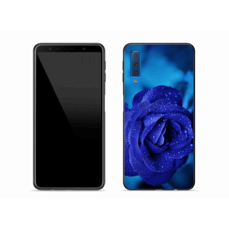 Gelový obal mmCase na mobil Samsung Galaxy A7 (2018) - modrá růže