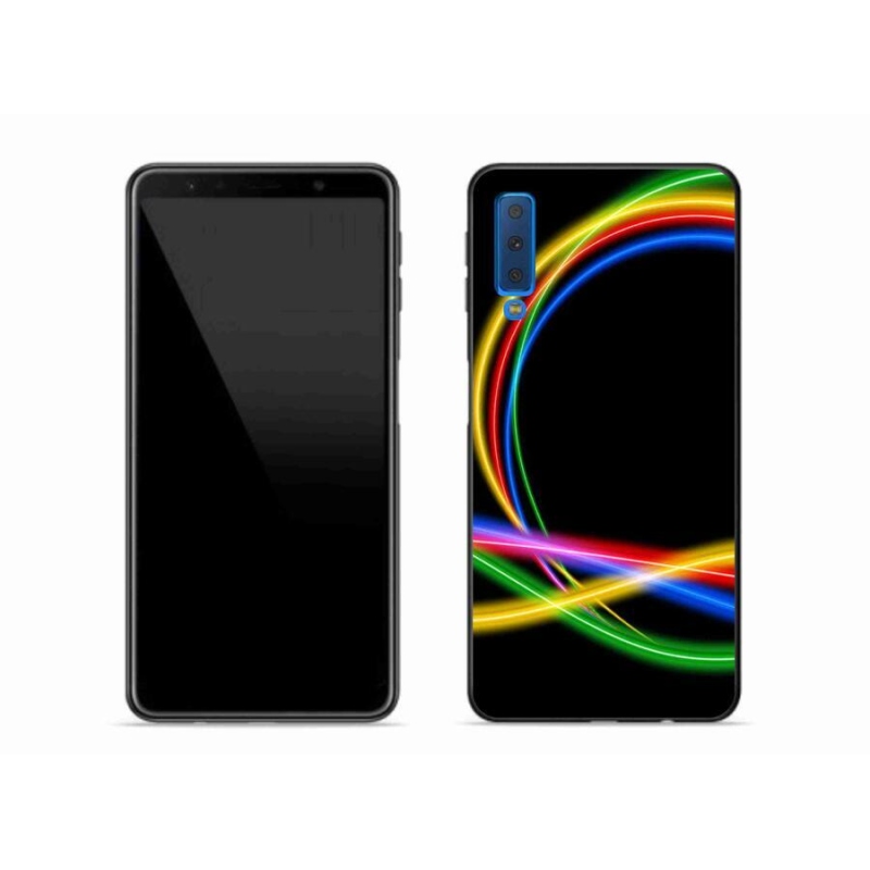 Gelový obal mmCase na mobil Samsung Galaxy A7 (2018) - neonové kruhy