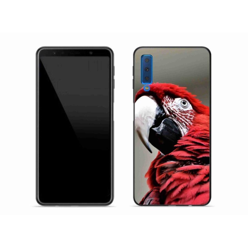 Gelový obal mmCase na mobil Samsung Galaxy A7 (2018) - papoušek ara červený