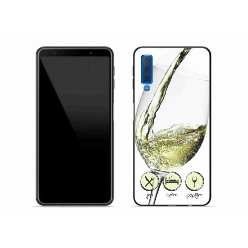 Gelový obal mmCase na mobil Samsung Galaxy A7 (2018) - sklenička vína bílé