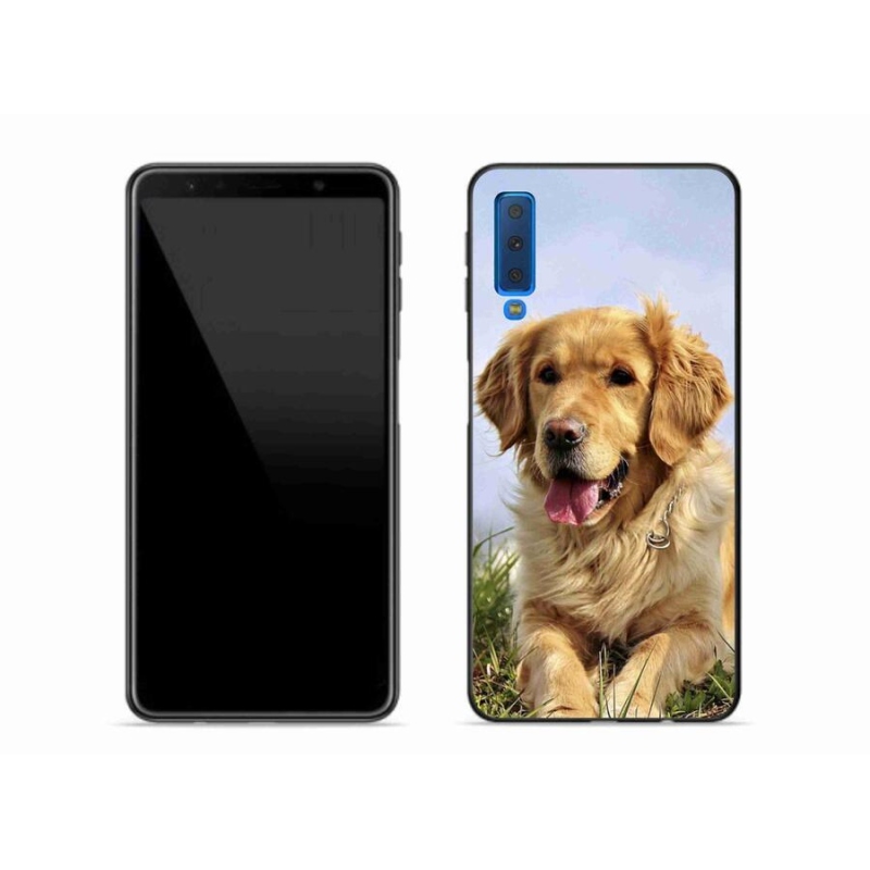 Gelový obal mmCase na mobil Samsung Galaxy A7 (2018) - zlatý retrívr
