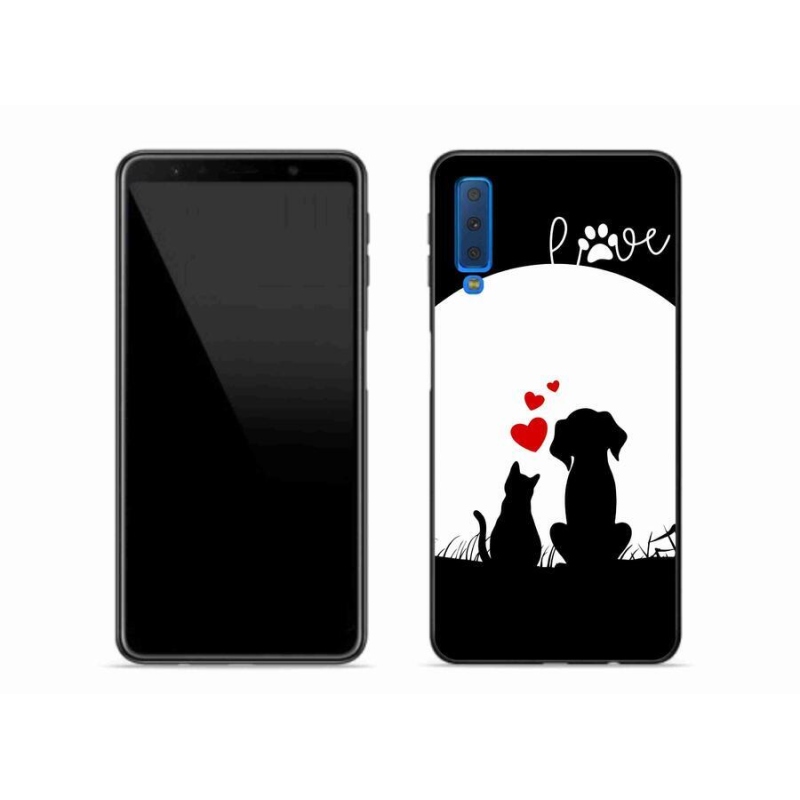 Gelový obal mmCase na mobil Samsung Galaxy A7 (2018) - zvířecí láska