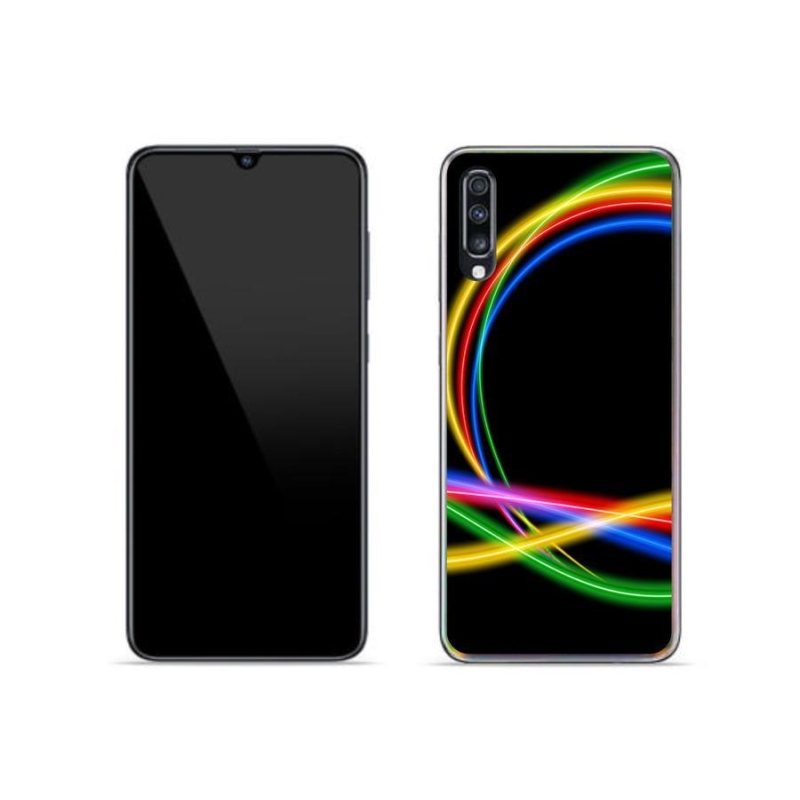 Gelový obal mmCase na mobil Samsung Galaxy A70 - neonové kruhy