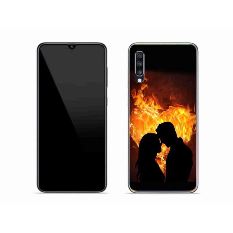 Gelový obal mmCase na mobil Samsung Galaxy A70 - ohnivá láska