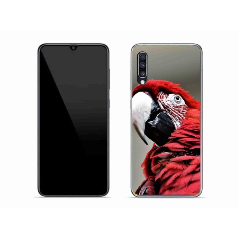 Gelový obal mmCase na mobil Samsung Galaxy A70 - papoušek ara červený