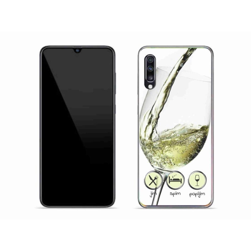 Gelový obal mmCase na mobil Samsung Galaxy A70 - sklenička vína bílé