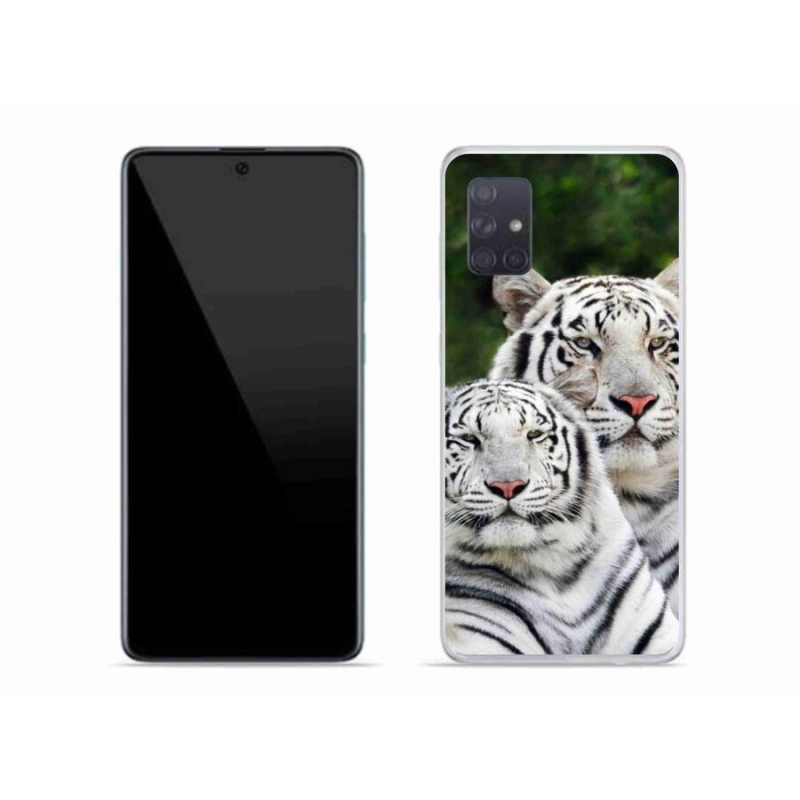 Gelový obal mmCase na mobil Samsung Galaxy A71 - bílí tygři