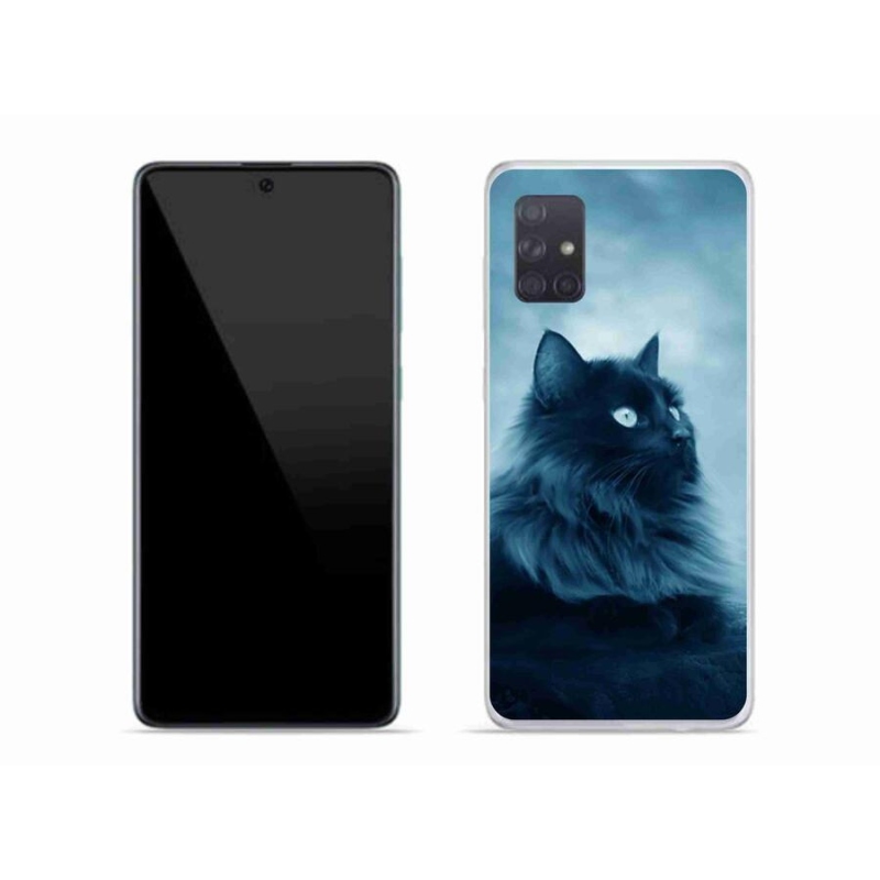 Gelový obal mmCase na mobil Samsung Galaxy A71 - černá kočka 1