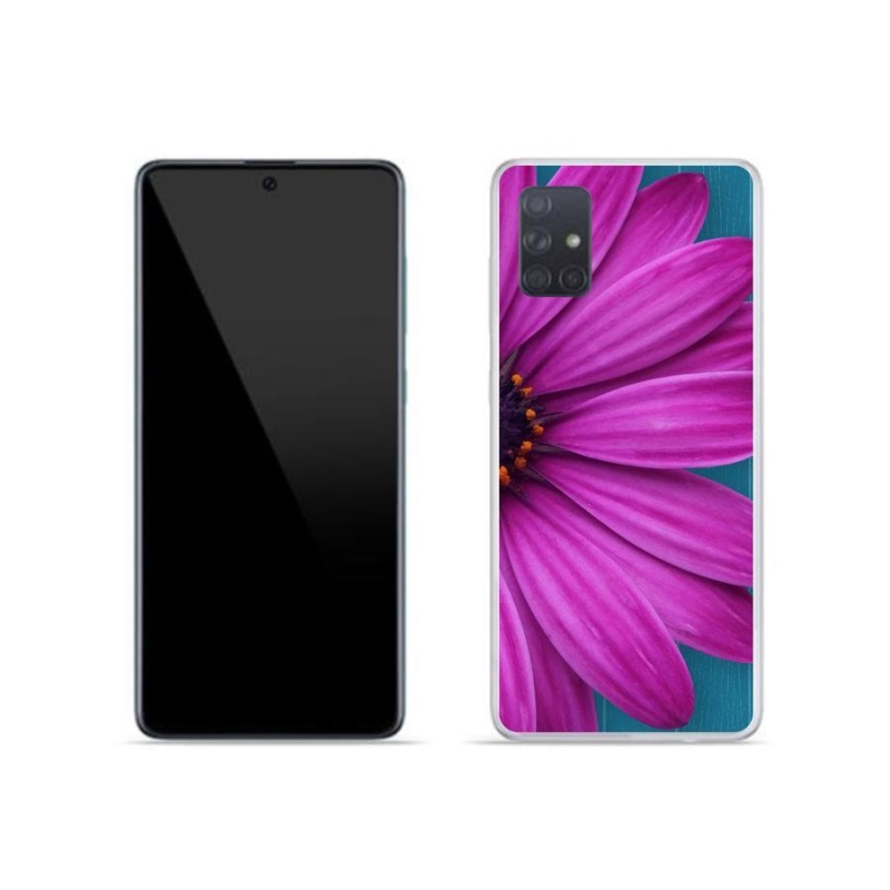 Gelový obal mmCase na mobil Samsung Galaxy A71 - fialová kopretina