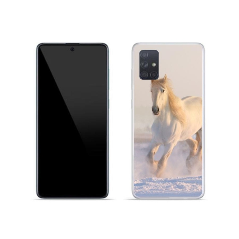 Gelový obal mmCase na mobil Samsung Galaxy A71 - kůň ve sněhu
