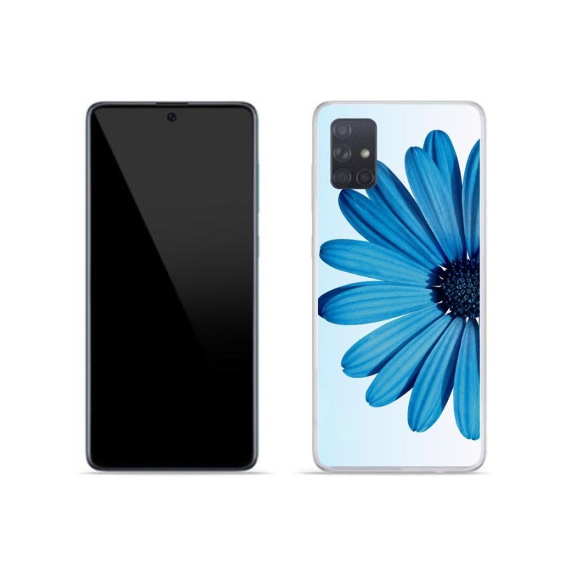 Gelový obal mmCase na mobil Samsung Galaxy A71 - modrá kopretina