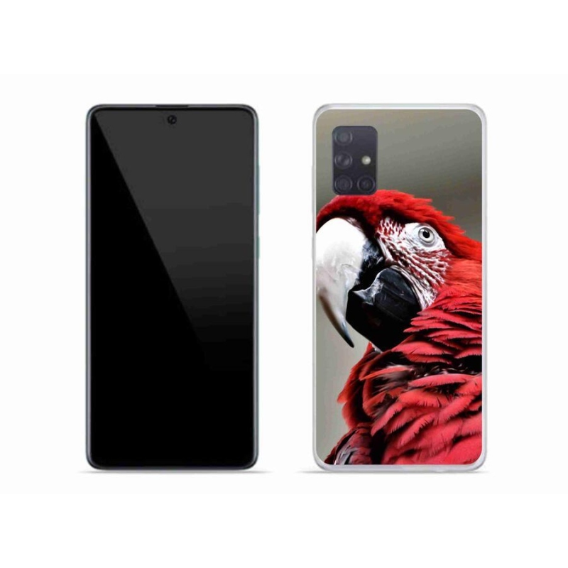 Gelový obal mmCase na mobil Samsung Galaxy A71 - papoušek ara červený
