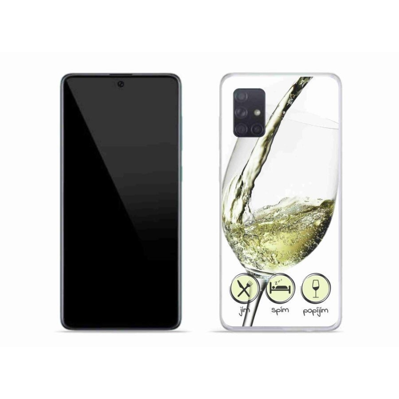 Gelový obal mmCase na mobil Samsung Galaxy A71 - sklenička vína bílé
