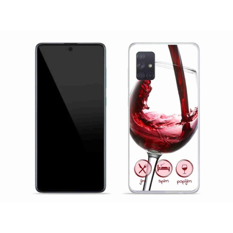 Gelový obal mmCase na mobil Samsung Galaxy A71 - sklenička vína červené