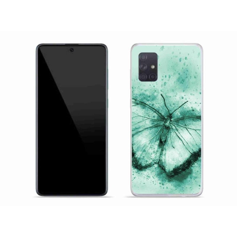 Gelový obal mmCase na mobil Samsung Galaxy A71 - zelený motýl