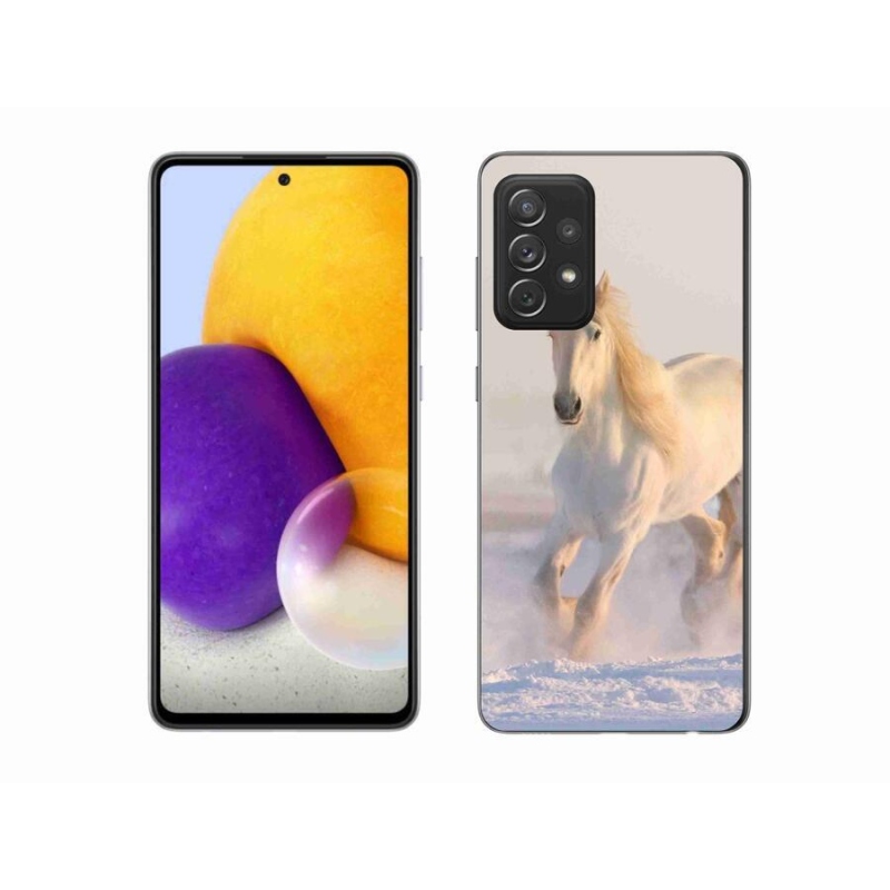 Gelový obal mmCase na mobil Samsung Galaxy A72/A72 5G - kůň ve sněhu