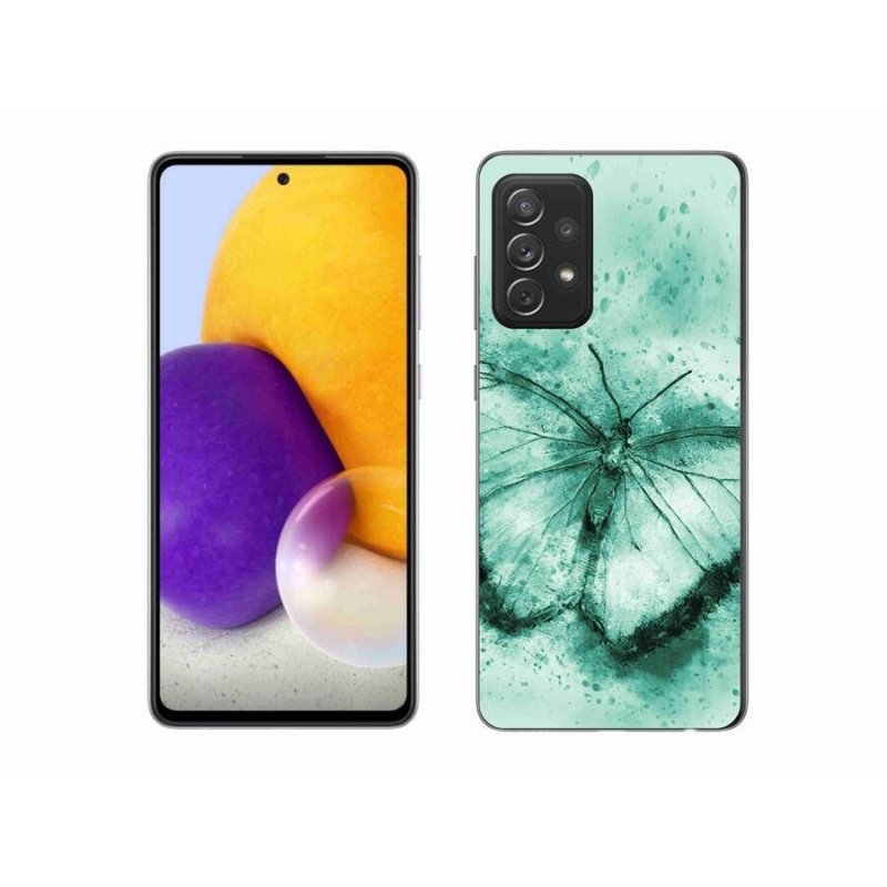 Gelový obal mmCase na mobil Samsung Galaxy A72/A72 5G - zelený motýl