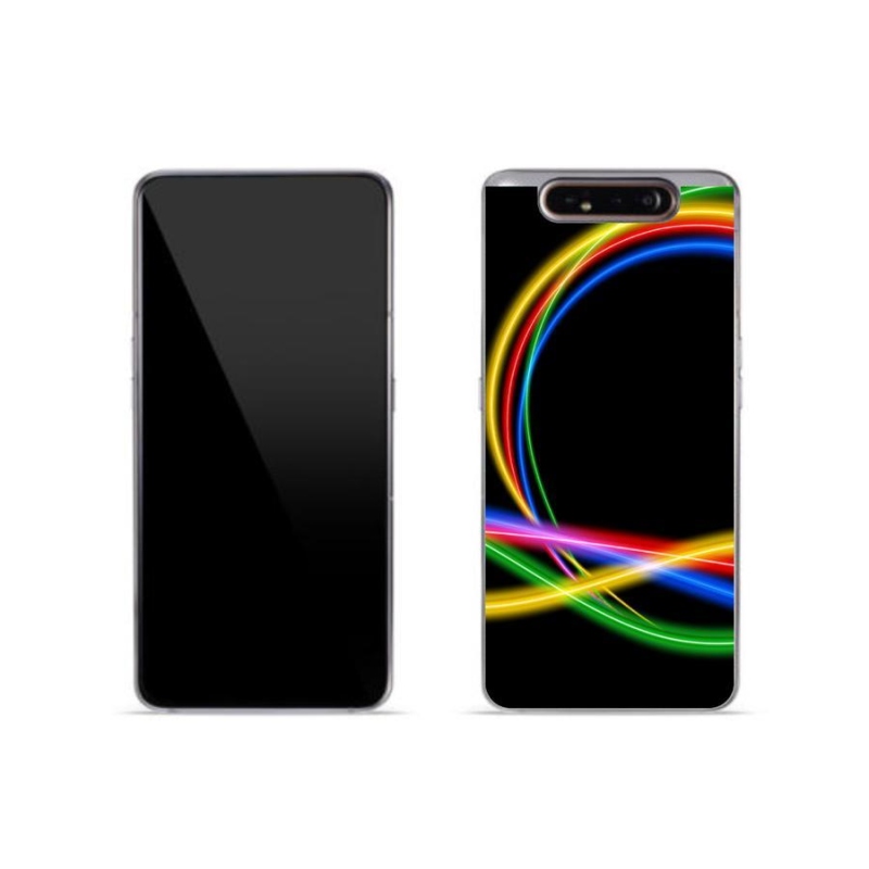 Gelový obal mmCase na mobil Samsung Galaxy A80 - neonové kruhy