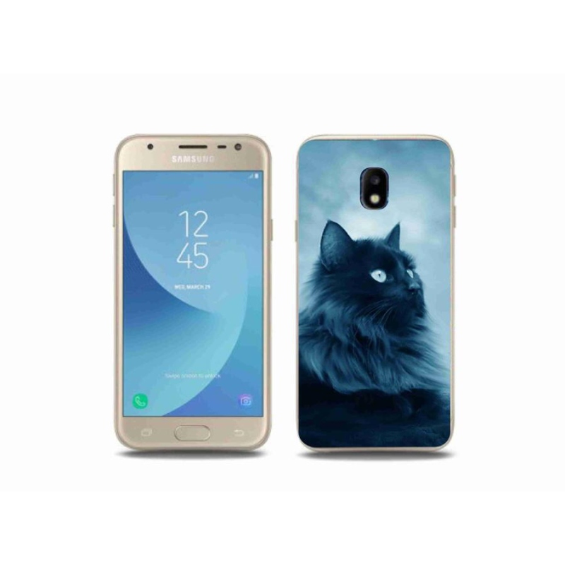 Gelový obal mmCase na mobil Samsung Galaxy J3 (2017) - černá kočka 1
