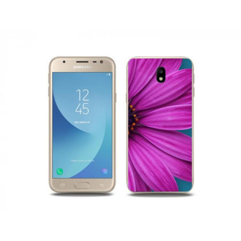 Gelový obal mmCase na mobil Samsung Galaxy J3 (2017) - fialová kopretina