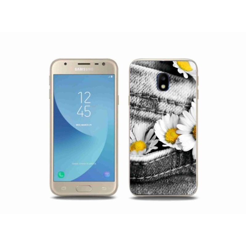 Gelový obal mmCase na mobil Samsung Galaxy J3 (2017) - kopretiny