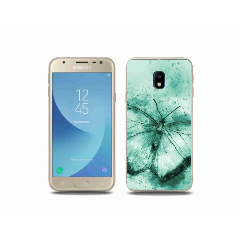 Gelový obal mmCase na mobil Samsung Galaxy J3 (2017) - zelený motýl