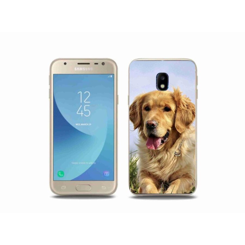 Gelový obal mmCase na mobil Samsung Galaxy J3 (2017) - zlatý retrívr