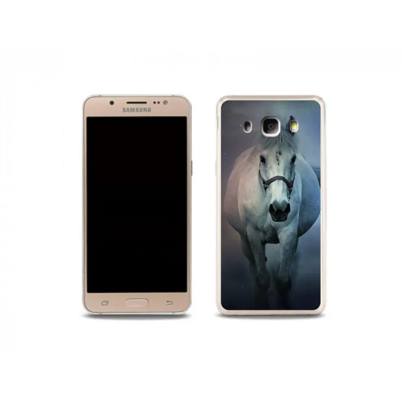 Gelový obal mmCase na mobil Samsung Galaxy J5 (2016) - běžící bílý kůň -  Mpouzdra.cz