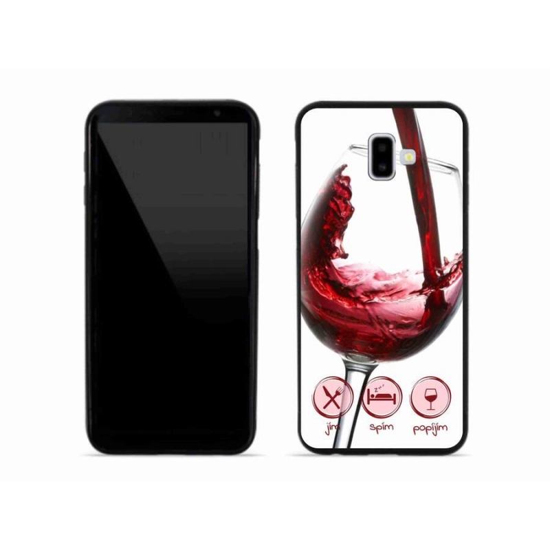 Gelový obal mmCase na mobil Samsung Galaxy J6 Plus - sklenička vína červené