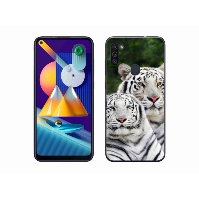 Gelový obal mmCase na mobil Samsung Galaxy M11 - bílí tygři