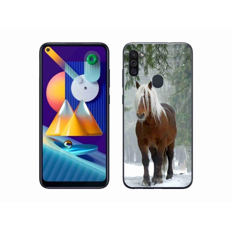 Gelový obal mmCase na mobil Samsung Galaxy M11 - kůň v lese
