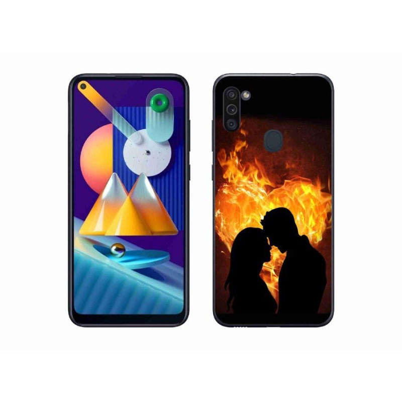 Gelový obal mmCase na mobil Samsung Galaxy M11 - ohnivá láska