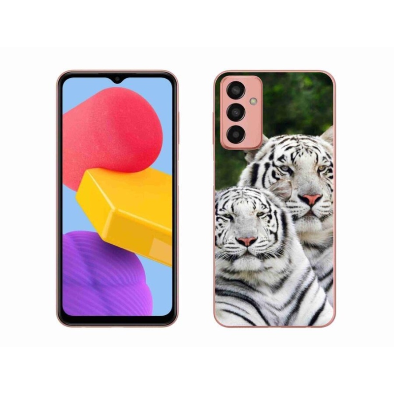Gelový obal mmCase na mobil Samsung Galaxy M13 - bílí tygři