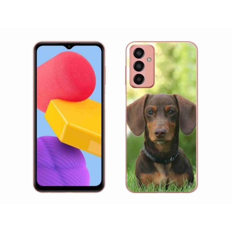 Gelový obal mmCase na mobil Samsung Galaxy M13 - hnědý jezevčík