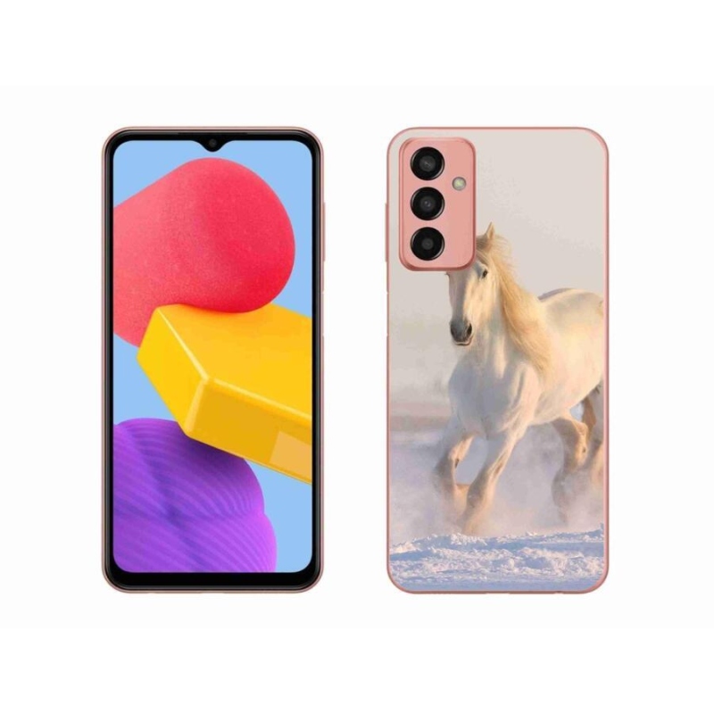 Gelový obal mmCase na mobil Samsung Galaxy M13 - kůň ve sněhu