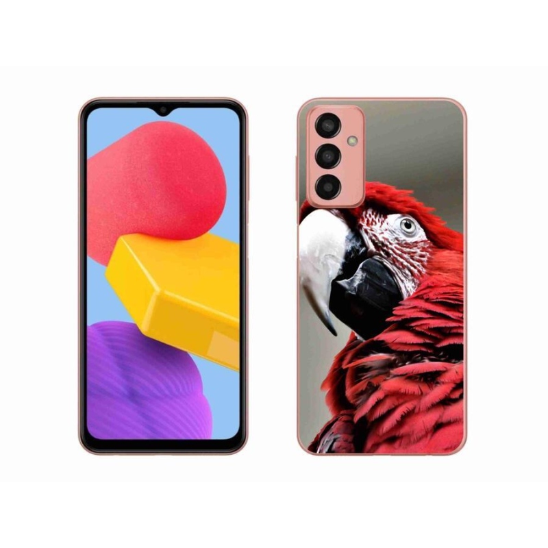 Gelový obal mmCase na mobil Samsung Galaxy M13 - papoušek ara červený