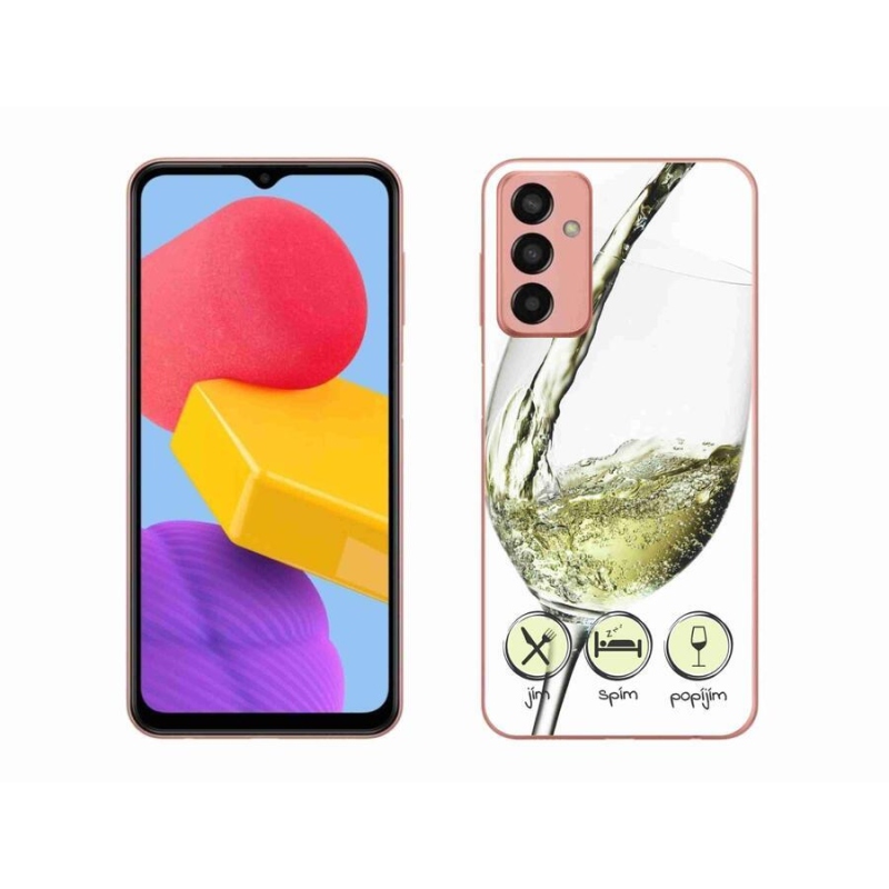 Gelový obal mmCase na mobil Samsung Galaxy M13 - sklenička vína bílé
