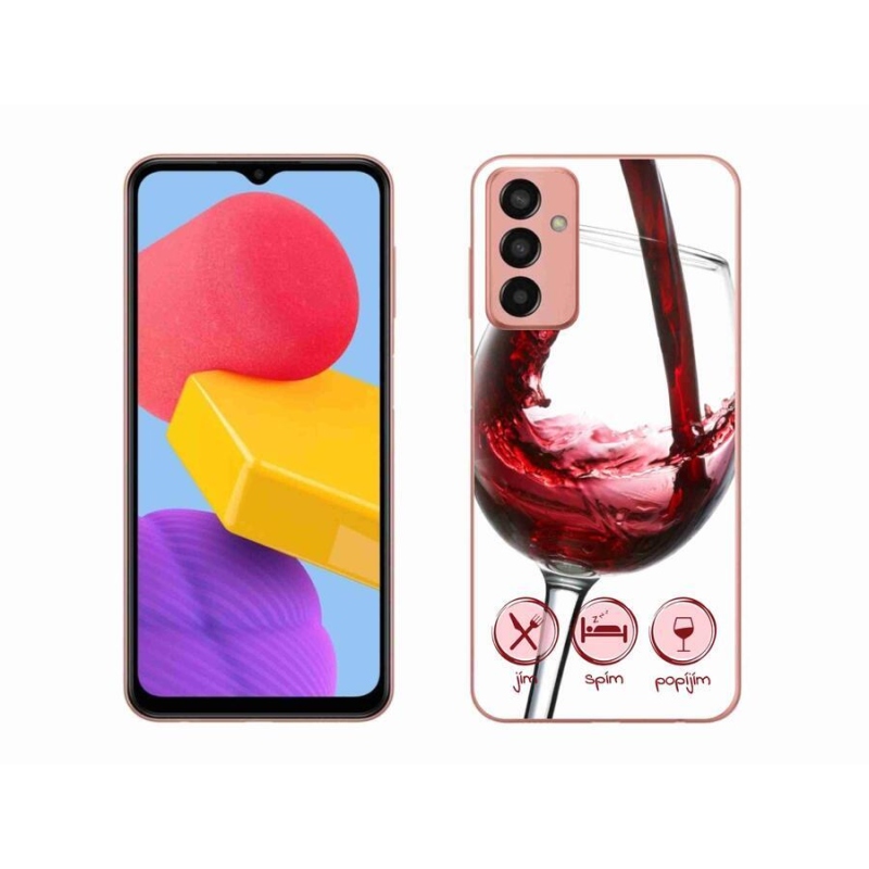 Gelový obal mmCase na mobil Samsung Galaxy M13 - sklenička vína červené