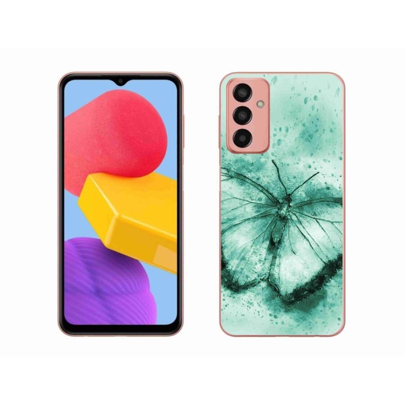 Gelový obal mmCase na mobil Samsung Galaxy M13 - zelený motýl