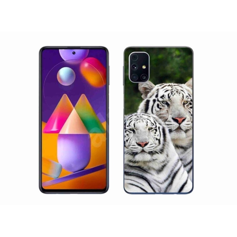 Gelový obal mmCase na mobil Samsung Galaxy M31s - bílí tygři