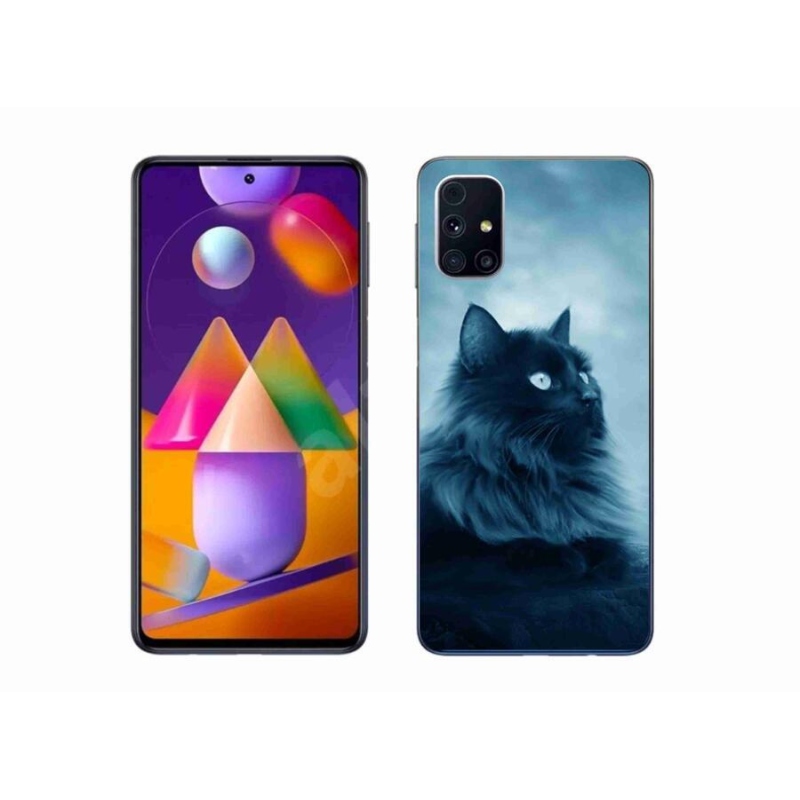 Gelový obal mmCase na mobil Samsung Galaxy M31s - černá kočka 1