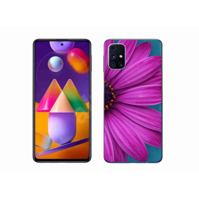 Gelový obal mmCase na mobil Samsung Galaxy M31s - fialová kopretina