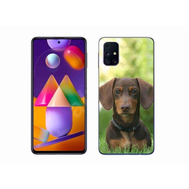 Gelový obal mmCase na mobil Samsung Galaxy M31s - hnědý jezevčík