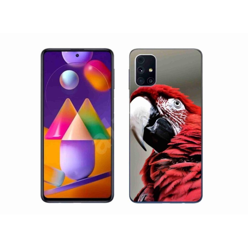 Gelový obal mmCase na mobil Samsung Galaxy M31s - papoušek ara červený