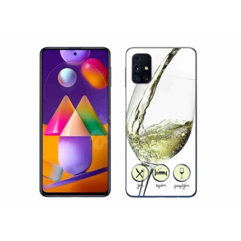 Gelový obal mmCase na mobil Samsung Galaxy M31s - sklenička vína bílé