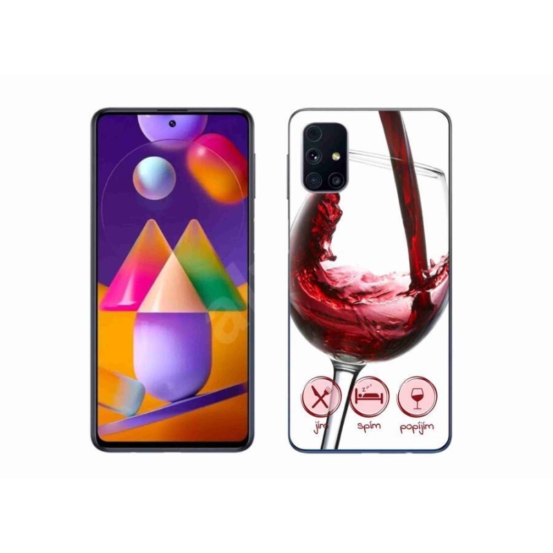 Gelový obal mmCase na mobil Samsung Galaxy M31s - sklenička vína červené