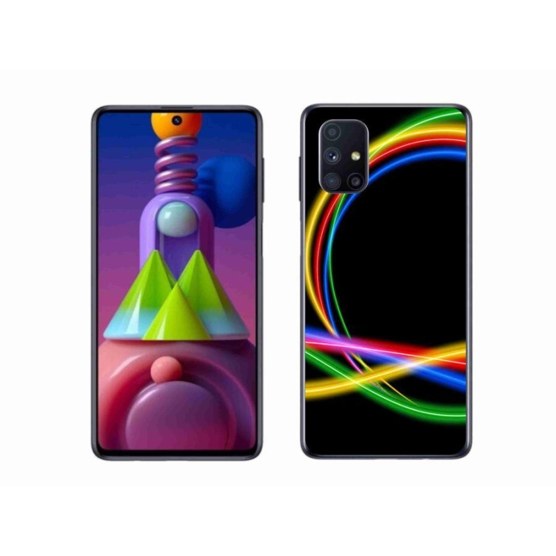 Gelový obal mmCase na mobil Samsung Galaxy M51 - neonové kruhy