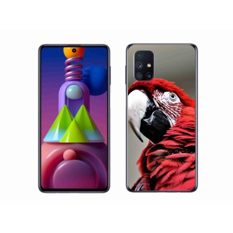 Gelový obal mmCase na mobil Samsung Galaxy M51 - papoušek ara červený