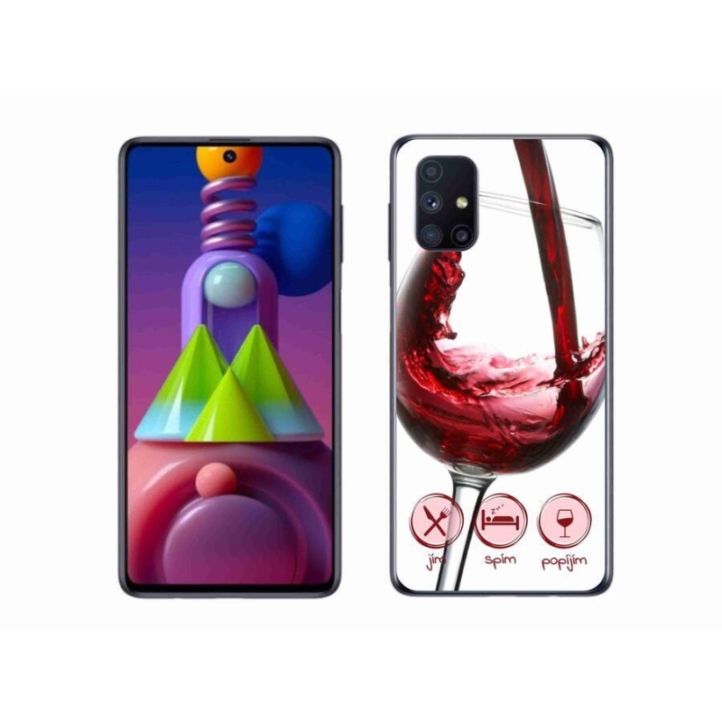 Gelový obal mmCase na mobil Samsung Galaxy M51 - sklenička vína červené
