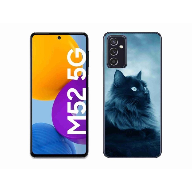 Gelový obal mmCase na mobil Samsung Galaxy M52 5G - černá kočka 1